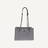 Gucci GG Marmont Silver Gray Leather Medium Chain Shoulder Tote Bag