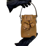 FENDI Calfskin F is 3D Flower Mini Mon Tresor Brown Tan Bucket Bag