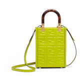 Fendi FF Zucca Mini Sunshine Green Leather Shopper Tote Crossbody Bag