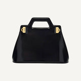 Salvatore Ferragamo Wanda Black Patent Leather Top Handle Handbag