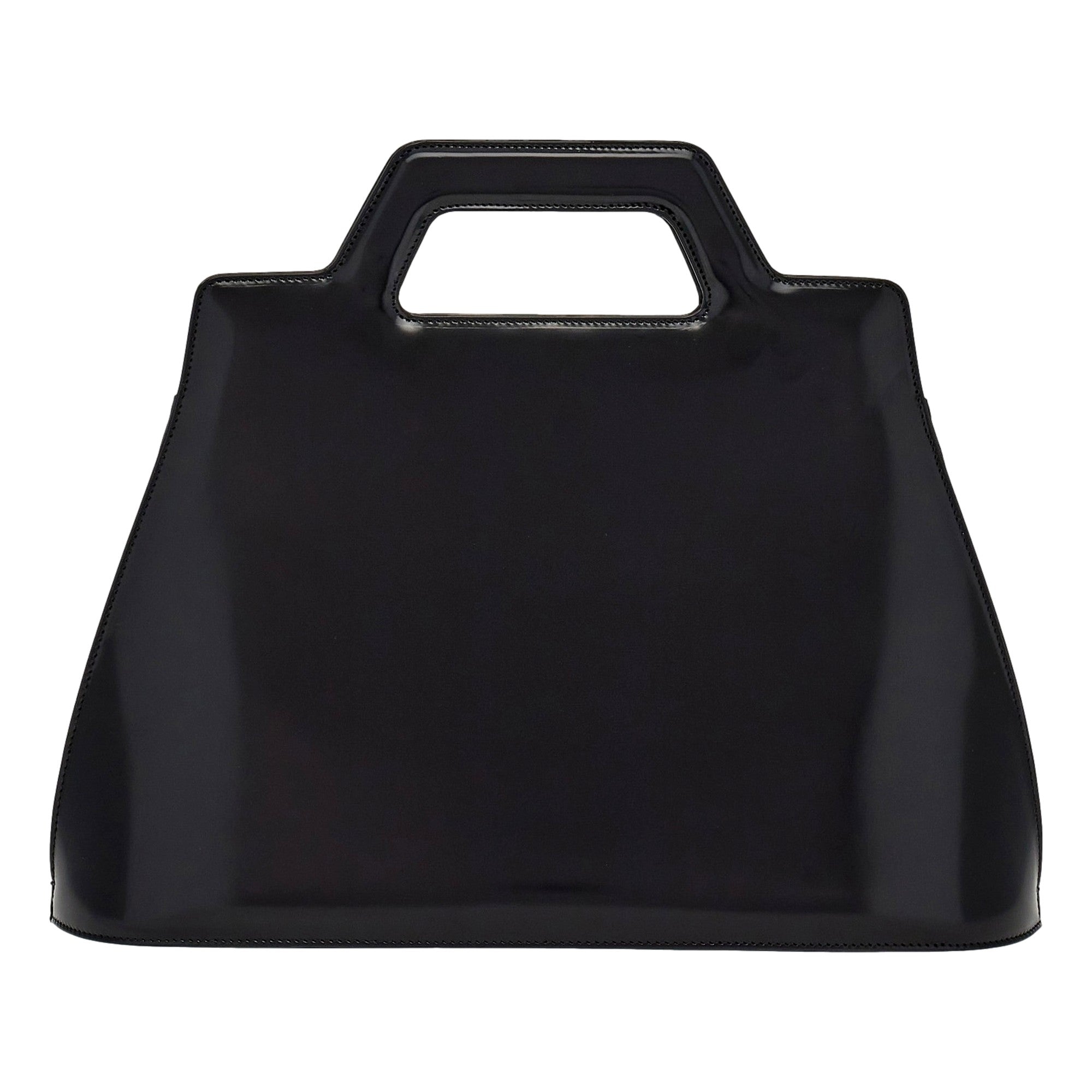 Salvatore Ferragamo Wanda Black Patent Leather Top Handle Handbag