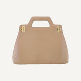 Salvatore Ferragamo Wanda Beige Patent Leather Top Handle Handbag