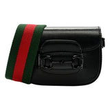 Gucci Azalea Calfskin Web Monochrome Horsebit 1955 Black Mini Handbag