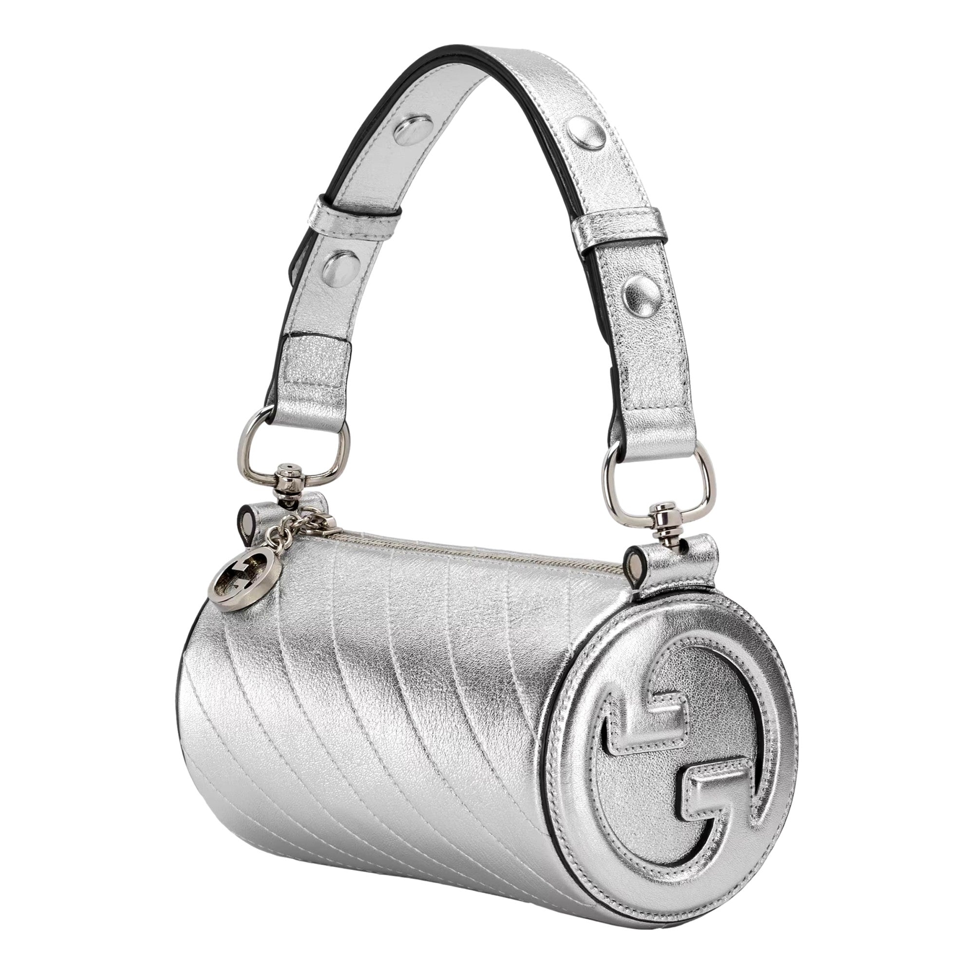 Gucci Blondie Metallic Silver Leather Mini Shoulder Bag