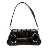 Gucci Horsebit Vertical Black Quilted Leather Small Chain Shoulder Bag