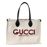 Gucci Supreme Canvas Beige Calfskin Logo Print Navy Multicolor Large Tote Bag