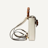 Gucci Bamboo Cream Leather Mini Handbag Top Handle Bag