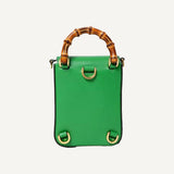 Gucci Bamboo Green Leather Mini Handbag Top Handle Bag