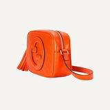 Gucci Blondie GG Patch Diagonal Stitching Orange Leather Crossbody Handbag