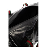 Gucci GG Black Glossy Duffle Maxi Calfskin Leather Trim Duffel Bag
