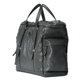 Gucci Gray Leather Tonal Double G Logo Drawstring Tote Bag