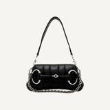 Gucci Horsebit Vertical Black Quilted Leather Small Chain Shoulder Bag