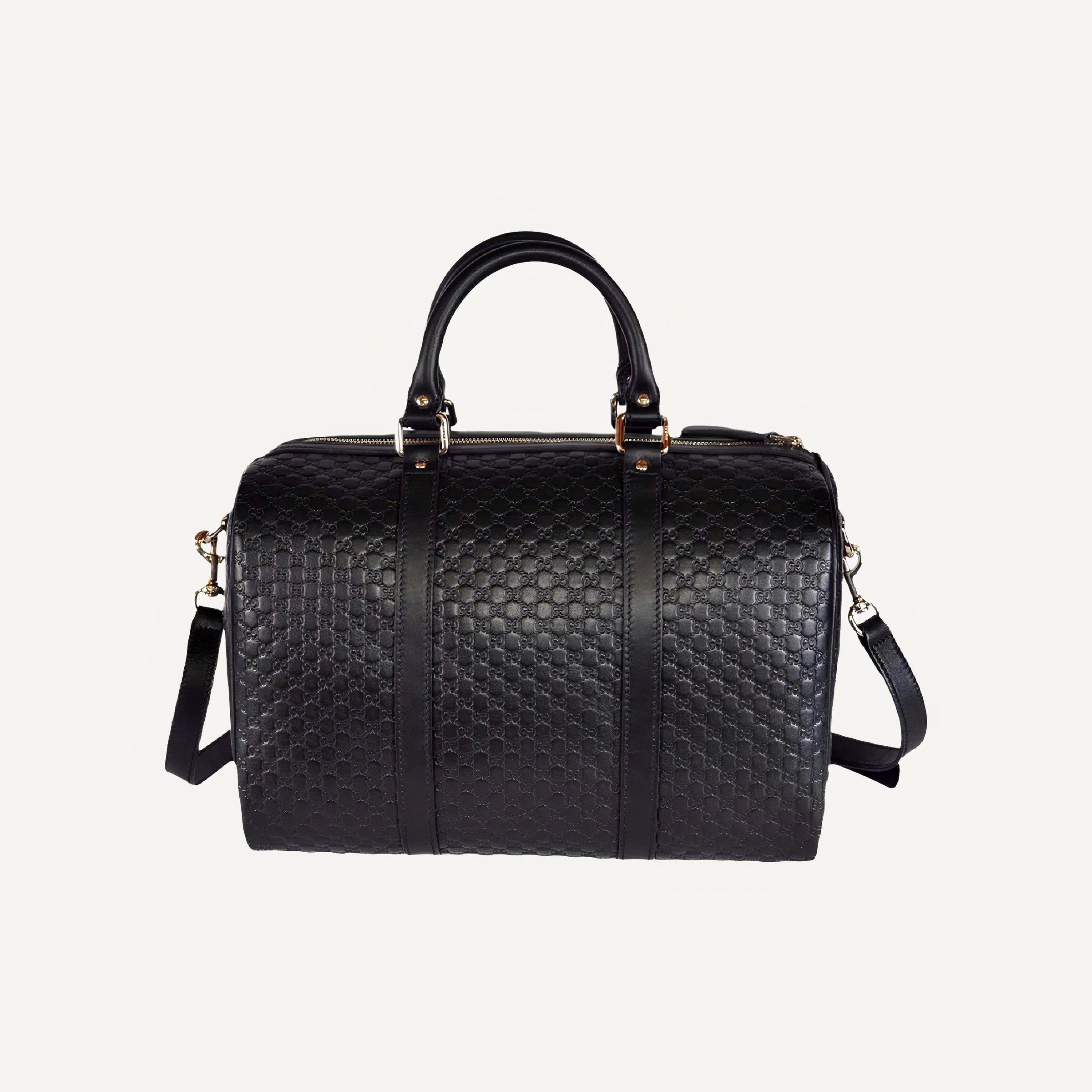 Gucci Microguccissima GG Black Leather Embossed Boston Bag