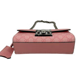 Gucci Pink GG Supreme Pink Leather Padlock Chain Small Handbag