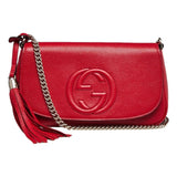 Gucci Soho Disco GG Tassel Chain Red Leather Flap Crossbody Bag