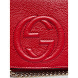 Gucci Soho Disco GG Tassel Chain Red Leather Flap Crossbody Bag