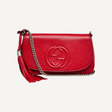 Gucci Soho Disco GG Tassel Chain Red Leather Flap Crossbody Bag