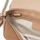 Gucci Soho Disco GG Tassel Gold Chain Camelia Beige Flap Crossbody Bag