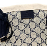 Gucci Supreme Canvas Beige Calfskin Logo Print Navy Multicolor Large Tote Bag