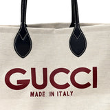 Gucci Supreme Canvas Beige Calfskin Logo Print Navy Multicolor Large Tote Bag