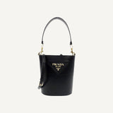 Prada Soft Nero Black Calf Leather Bucket Crossbody Handbag