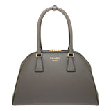 Prada Saffiano Marmo Gray Soft Calfskin Medium Top Handle Handbag