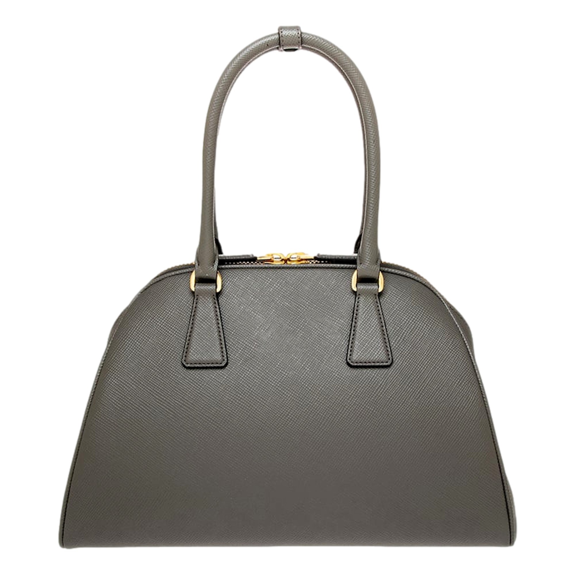 Prada Saffiano Marmo Gray Soft Calfskin Medium Top Handle Handbag
