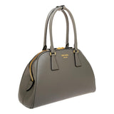 Prada Saffiano Marmo Gray Soft Calfskin Medium Top Handle Handbag
