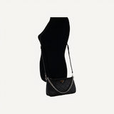 Prada Black Tessuto Nylon Quilted Chain Crossbody Bag