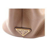Prada Embossed Logo Cammeo Beige Soft Leather Handbag Shopper Tote Bag