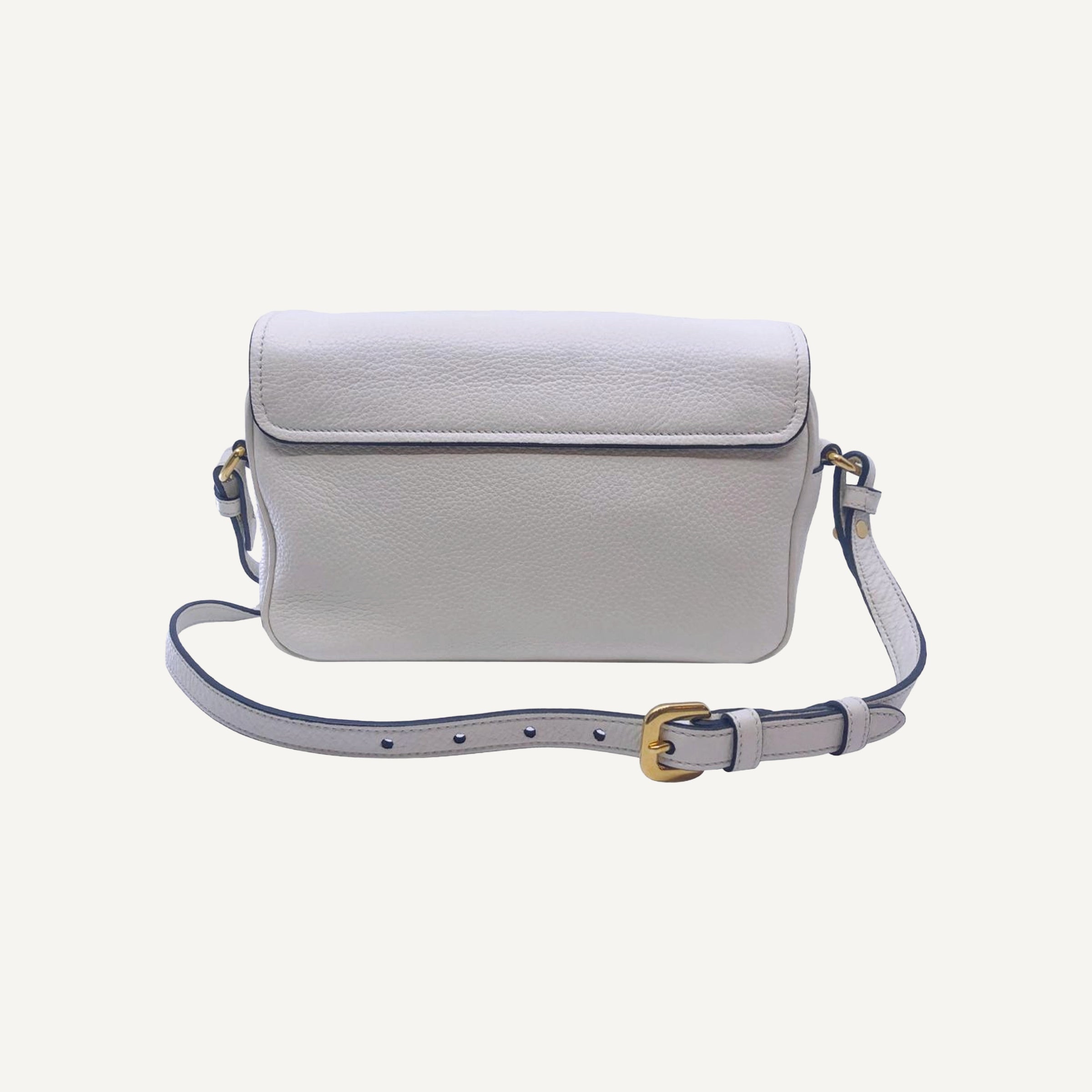 Prada Flap Vitello Phenix Ivory Leather Crossbody Bag