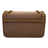 Prada Pattina Glace Calf Leather Cammeo Beige Gold Studded Handbag