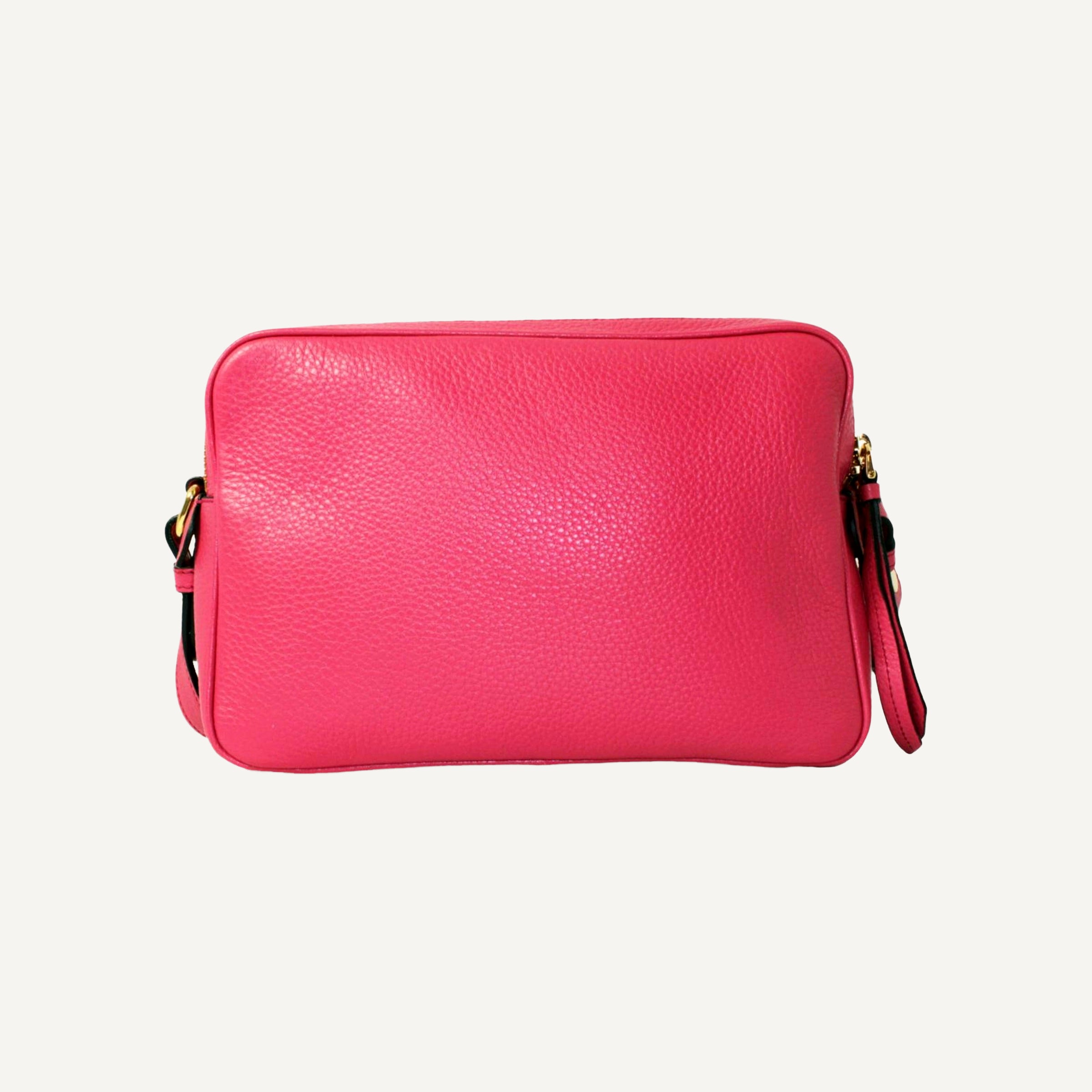 Prada Vitello Phenix Pink Leather Silver Logo Small Camera Crossbody Bag