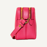 Prada Peonia Pink Vitello Phenix Leather Double Zip Crossbody Bag