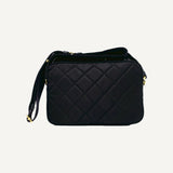 Prada Tessuto Black Quilted Nylon Triangle Logo Camera Crossbody Bag