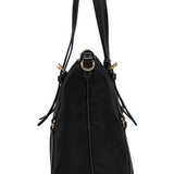 Prada Tessuto Nylon Saffiano Leather Black Top Zip Tote Bag