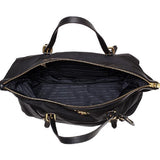 Prada Tessuto Nylon Saffiano Leather Black Top Zip Tote Bag