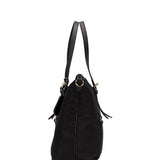 Prada Tessuto Nylon Saffiano Leather Black Top Zip Tote Bag