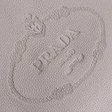 Prada Vitello Phenix Grey Leather Embossed Logo Hobo Tote Bag