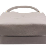 Prada Vitello Phenix Grey Leather Embossed Logo Hobo Tote Bag