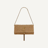 YSL Kate 99 Beige Raffia Woven With Tassel Crossbody Bag