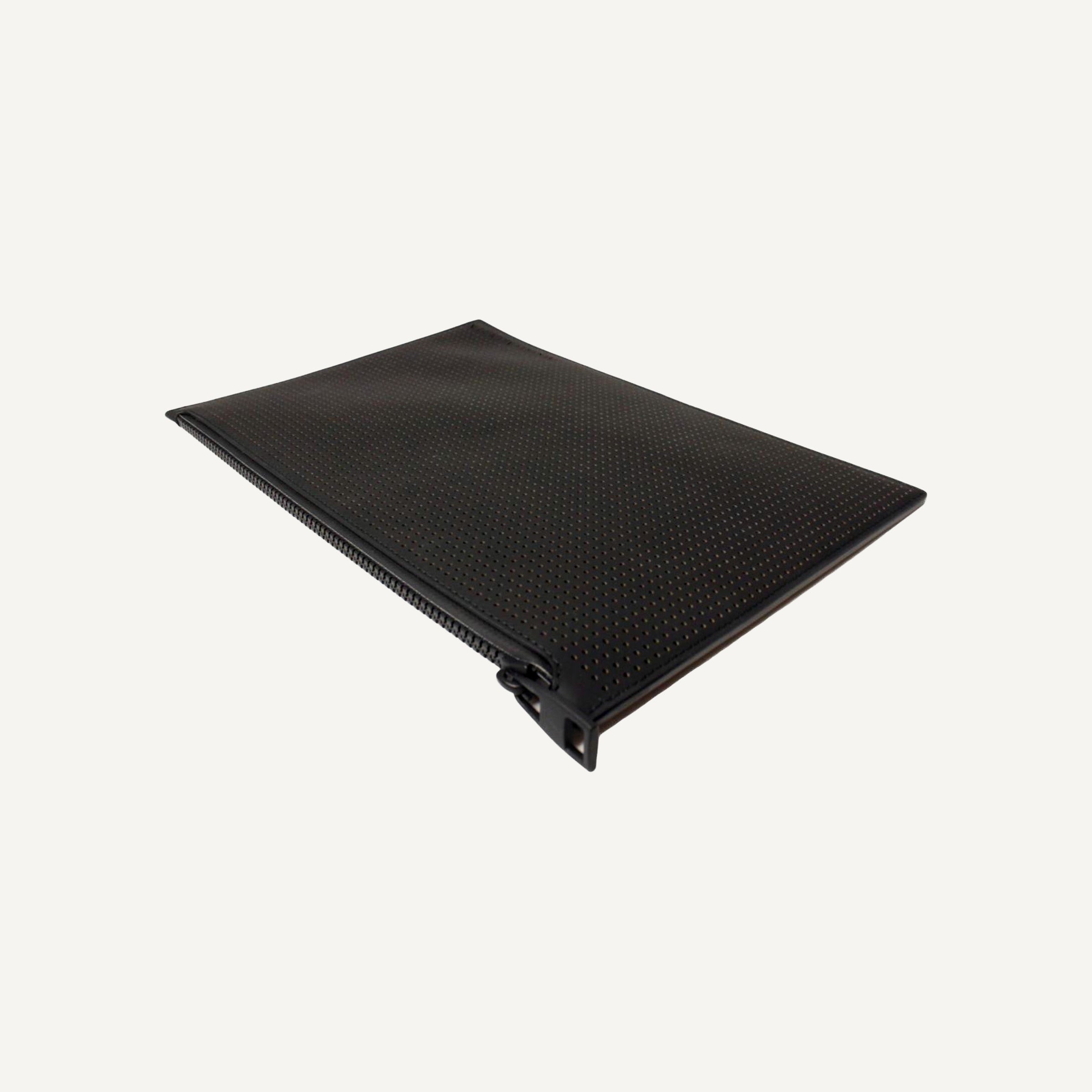 Alexander McQueen Black Leather Perforated Flat Pouch Wallet