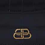 Balenciaga Black Calf Leather Crocodile Embossed Wallet