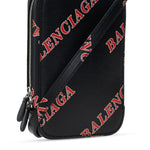 Balenciaga Black Calfskin Leather Sport Print Phone Holder Bag