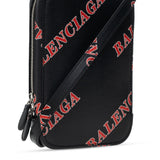 Balenciaga Black Calfskin Leather Sport Print Phone Holder Bag