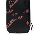 Balenciaga Black Calfskin Leather Sport Print Phone Holder Bag