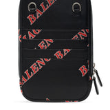 Balenciaga Black Calfskin Leather Sport Print Phone Holder Bag