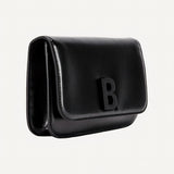 Balenciaga Black Shiny Calfskin Leather Chain Wallet Shoulder Bag