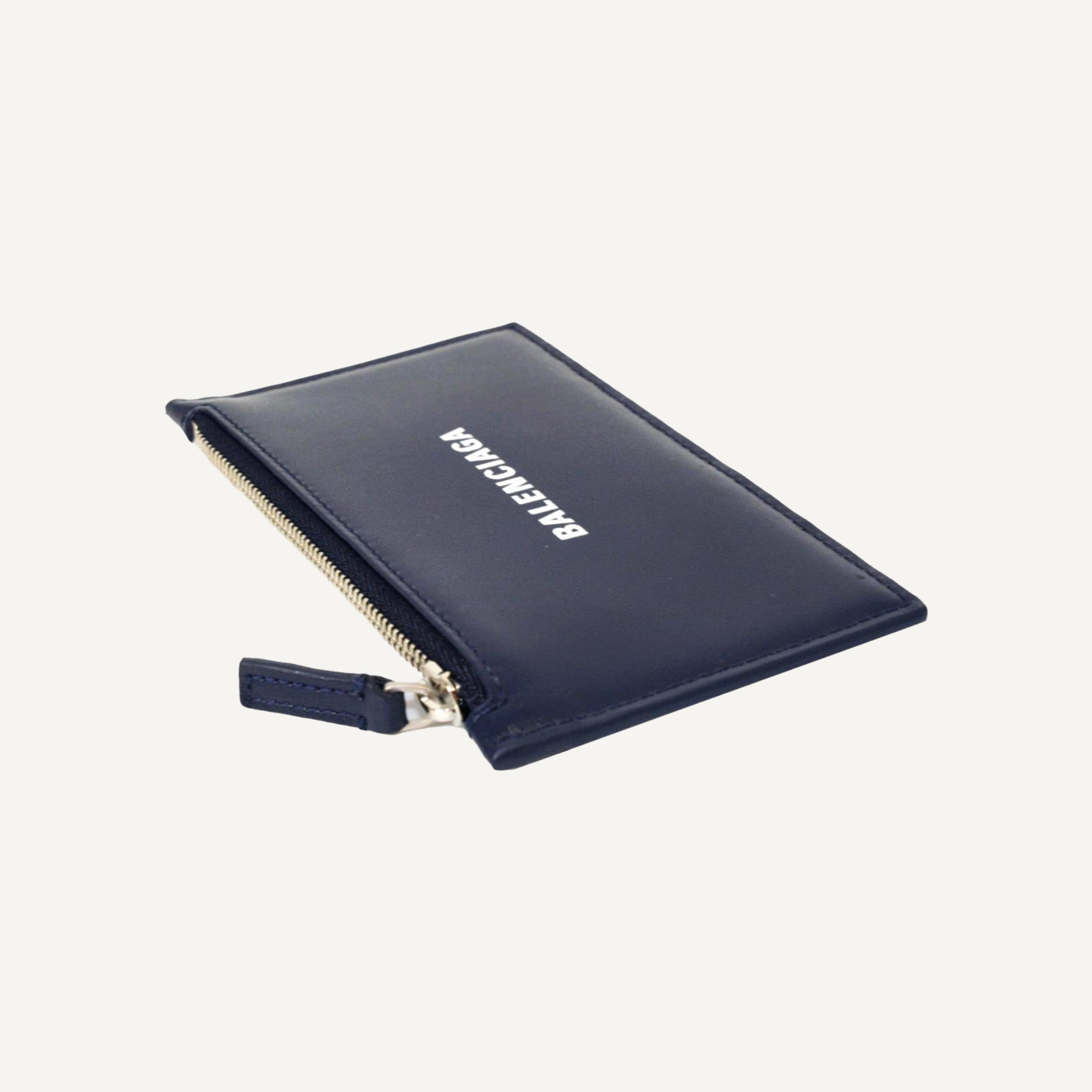 Balenciaga Cash Navy Leather Large Coin Card Holder Wallet