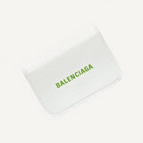Balenciaga Everyday White Leather Logo Mini Trifold Wallet